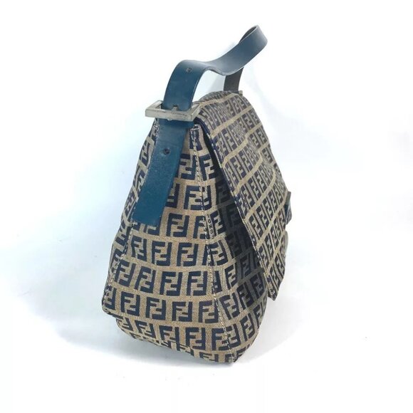 FENDI shoulder bag Mamma Baguette Zucchino Shoulder Bag Canvas/Leather Navy - Picture 5 of 16